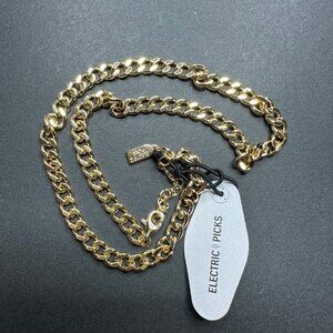Electric Picks Gold Tone Cuban Link Chain Necklace 18" Tag Attached